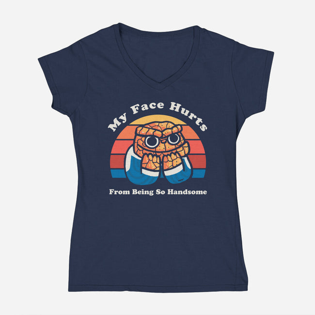 My Face Hurts-Womens-V-Neck-Tee-Wenceslao A Romero