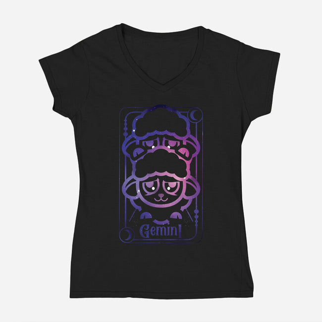 Gemini Galaxy Sign-Womens-V-Neck-Tee-jrberger