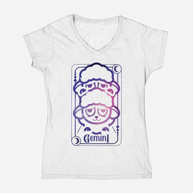 Gemini Galaxy Sign-Womens-V-Neck-Tee-jrberger