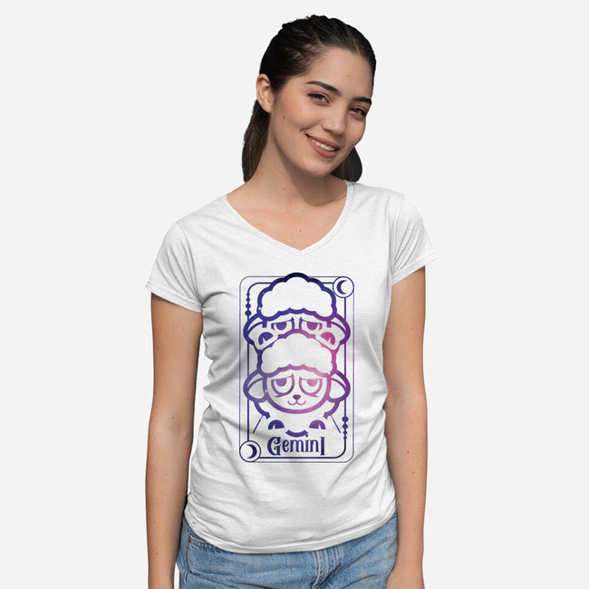 Gemini Galaxy Sign-Womens-V-Neck-Tee-jrberger