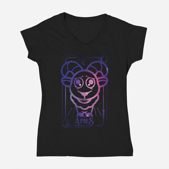 Aries Galaxy Sign-Womens-V-Neck-Tee-jrberger