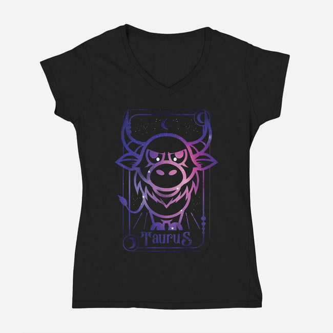 Taurus Galaxy Sign-Womens-V-Neck-Tee-jrberger