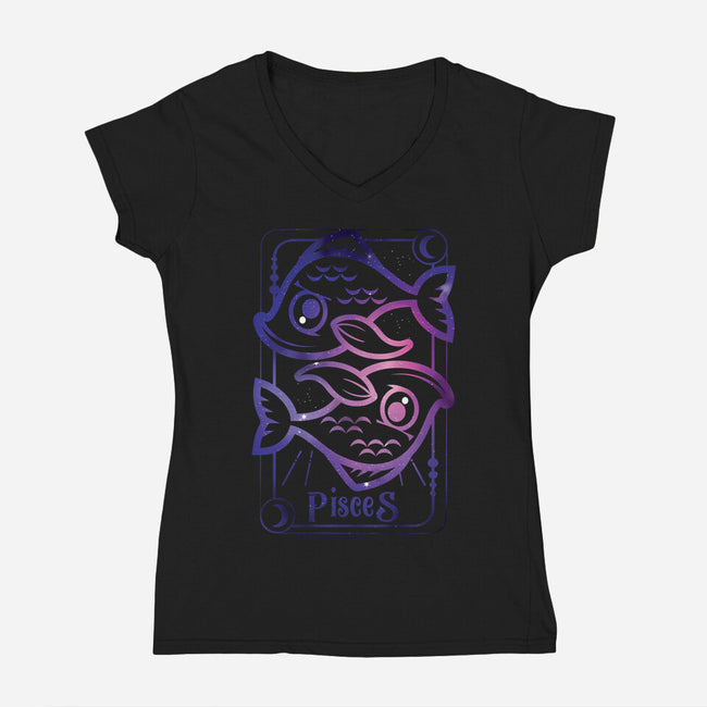 Pisces Galaxy Sign-Womens-V-Neck-Tee-jrberger