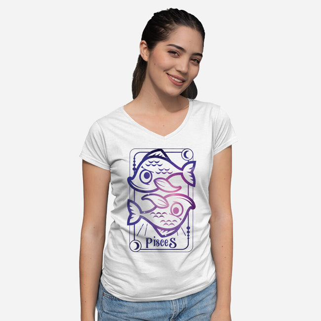 Pisces Galaxy Sign-Womens-V-Neck-Tee-jrberger