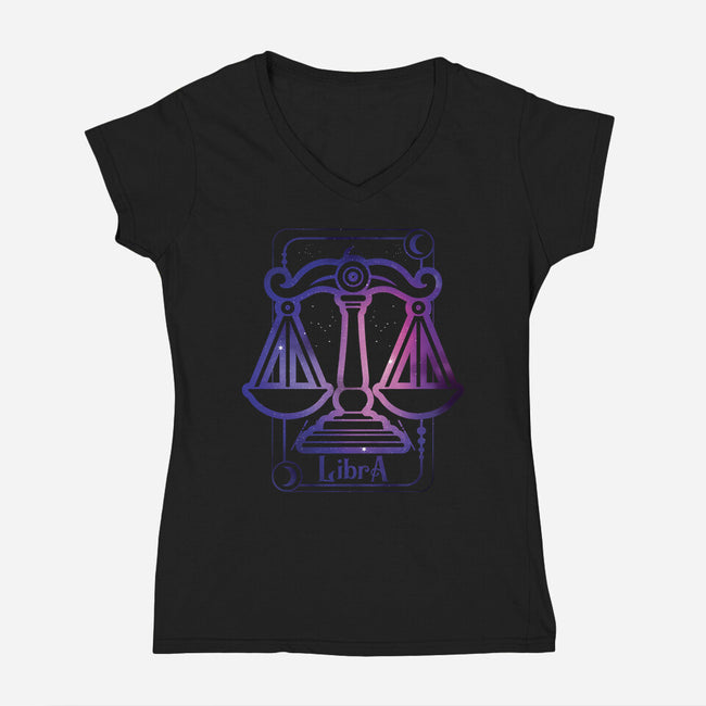 Libra Galaxy Sign-Womens-V-Neck-Tee-jrberger