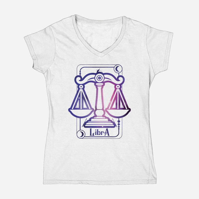 Libra Galaxy Sign-Womens-V-Neck-Tee-jrberger