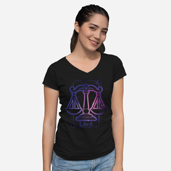 Libra Galaxy Sign-Womens-V-Neck-Tee-jrberger
