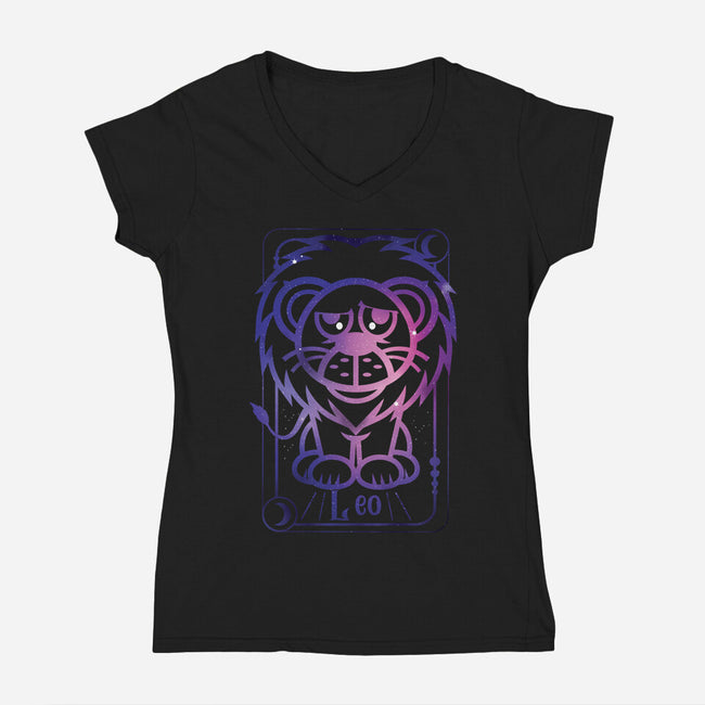 Leo Galaxy Sign-Womens-V-Neck-Tee-jrberger