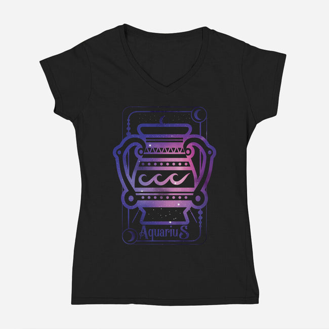 Aquarius Galaxy Sign-Womens-V-Neck-Tee-jrberger