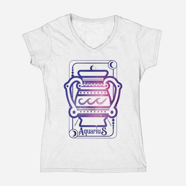Aquarius Galaxy Sign-Womens-V-Neck-Tee-jrberger