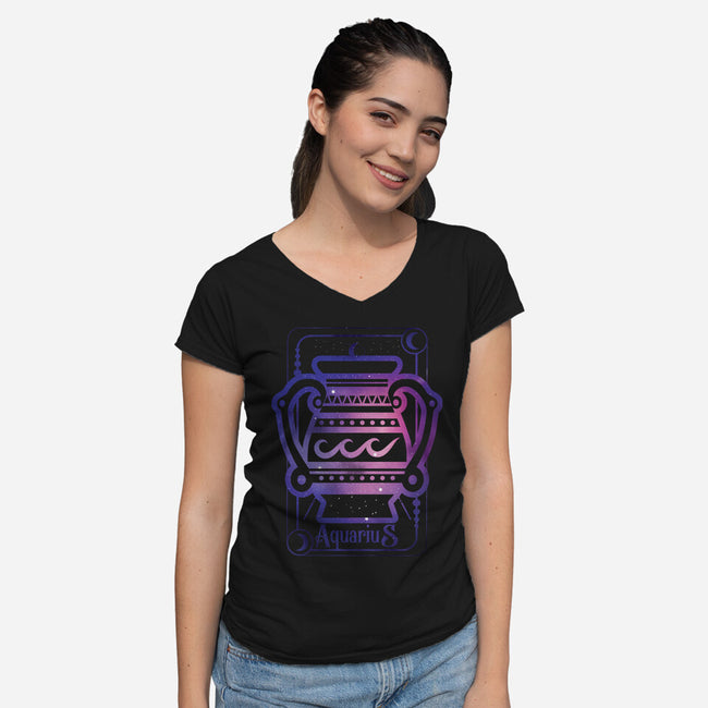 Aquarius Galaxy Sign-Womens-V-Neck-Tee-jrberger