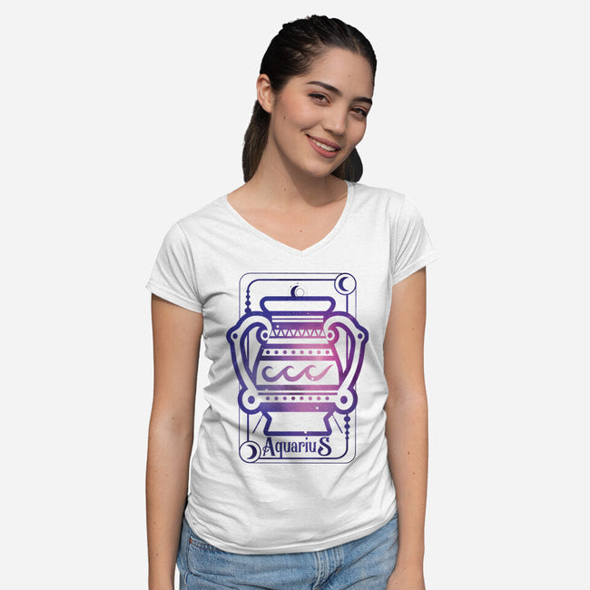 Aquarius Galaxy Sign-Womens-V-Neck-Tee-jrberger