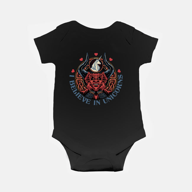 Unicorn Believer-Baby-Basic-Onesie-glitchygorilla