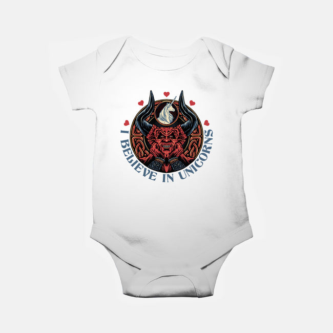 Unicorn Believer-Baby-Basic-Onesie-glitchygorilla