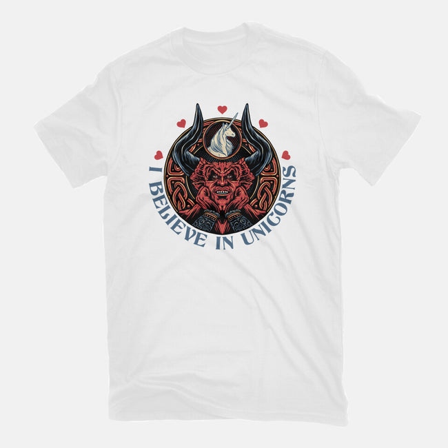 Unicorn Believer-Unisex-Basic-Tee-glitchygorilla