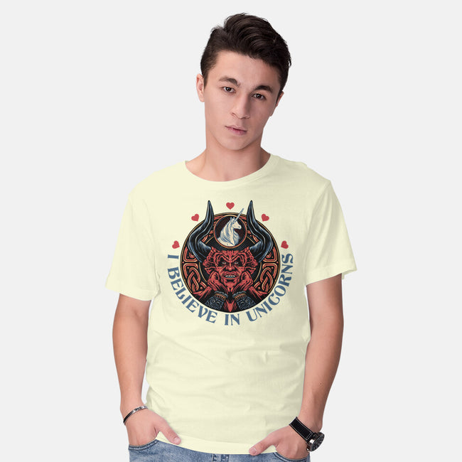 Unicorn Believer-Mens-Basic-Tee-glitchygorilla