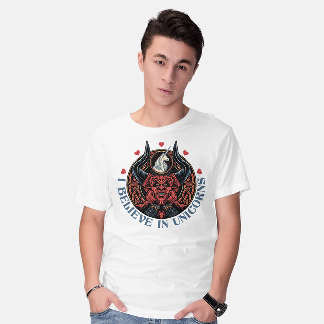 Unicorn Believer-Mens-Basic-Tee-glitchygorilla