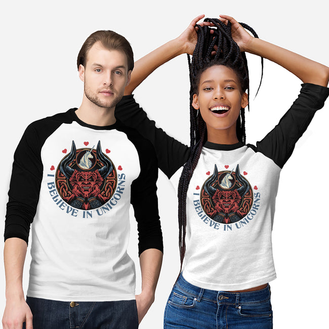 Unicorn Believer-Unisex-Baseball-Tee-glitchygorilla