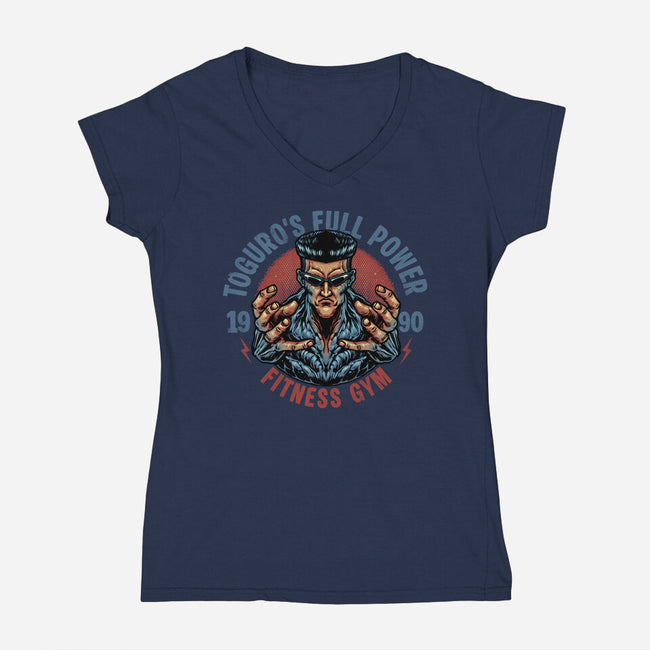 Full Power Fitness-Womens-V-Neck-Tee-glitchygorilla