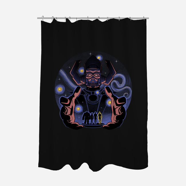 Fantastic Vs Galactic-None-Polyester-Shower Curtain-Astrobot Invention