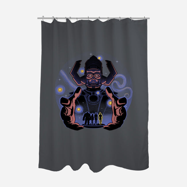 Fantastic Vs Galactic-None-Polyester-Shower Curtain-Astrobot Invention
