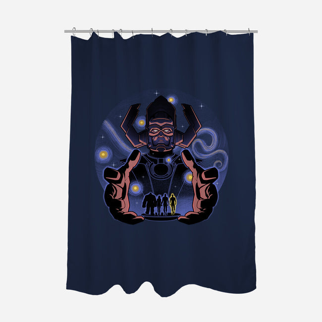 Fantastic Vs Galactic-None-Polyester-Shower Curtain-Astrobot Invention