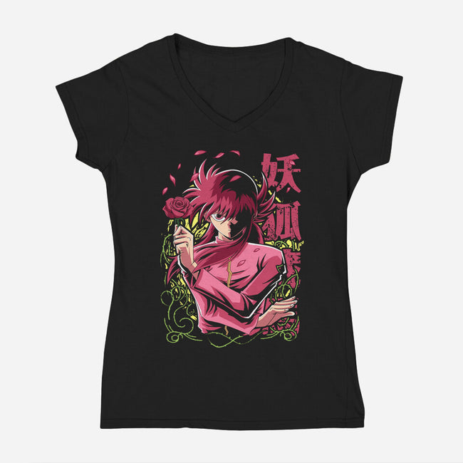 Whip Roses Of Darkness-Womens-V-Neck-Tee-Diego Oliver
