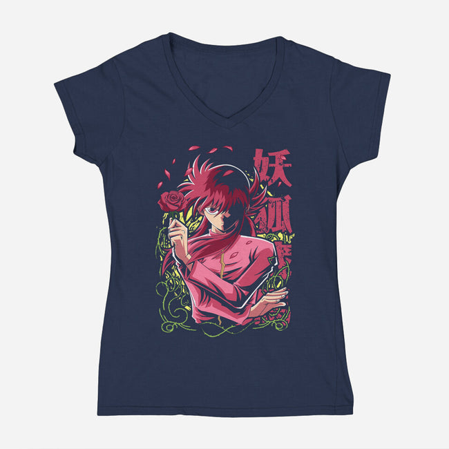 Whip Roses Of Darkness-Womens-V-Neck-Tee-Diego Oliver