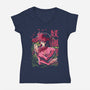 Whip Roses Of Darkness-Womens-V-Neck-Tee-Diego Oliver