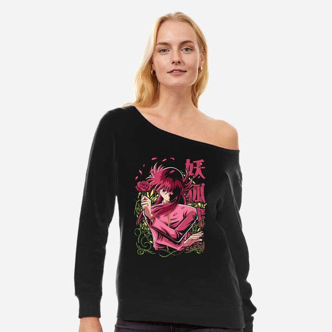 Whip Roses Of Darkness-Womens-Off Shoulder-Sweatshirt-Diego Oliver