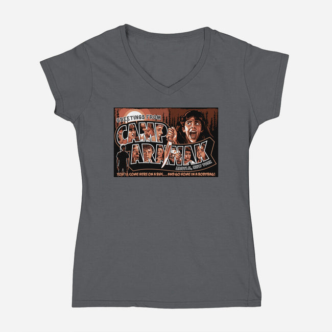 Greetings From Arawak-Womens-V-Neck-Tee-goodidearyan