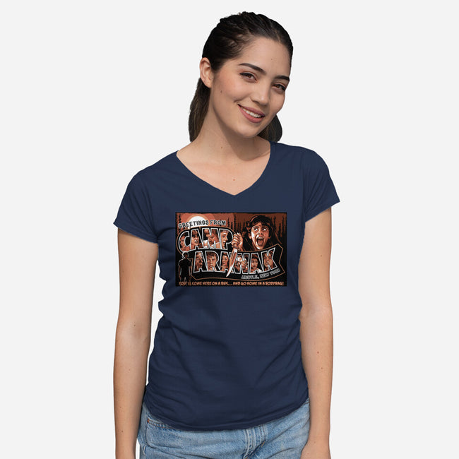 Greetings From Arawak-Womens-V-Neck-Tee-goodidearyan