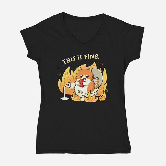 Oh This Is Fine-Womens-V-Neck-Tee-Freecheese
