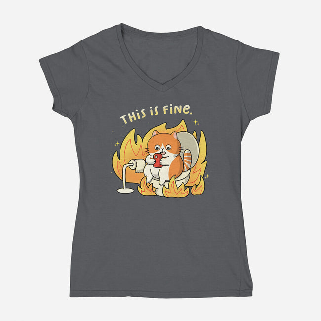 Oh This Is Fine-Womens-V-Neck-Tee-Freecheese