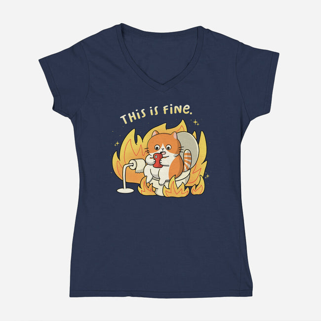 Oh This Is Fine-Womens-V-Neck-Tee-Freecheese