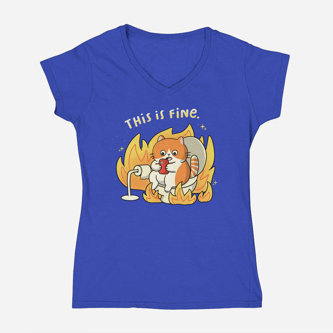 Oh This Is Fine-Womens-V-Neck-Tee-Freecheese