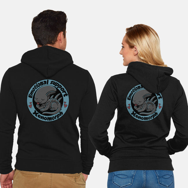 Emotional Support Xenomorph-Unisex-Zip-Up-Sweatshirt-Loobs