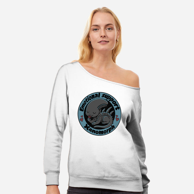 Emotional Support Xenomorph-Womens-Off Shoulder-Sweatshirt-Loobs