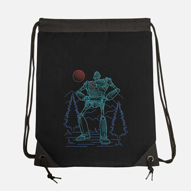 Iron Colossal Neon Lineart-None-Drawstring-Bag-Astrobot Invention
