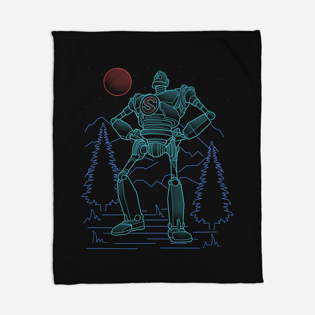 Iron Colossal Neon Lineart-None-Fleece-Blanket-Astrobot Invention