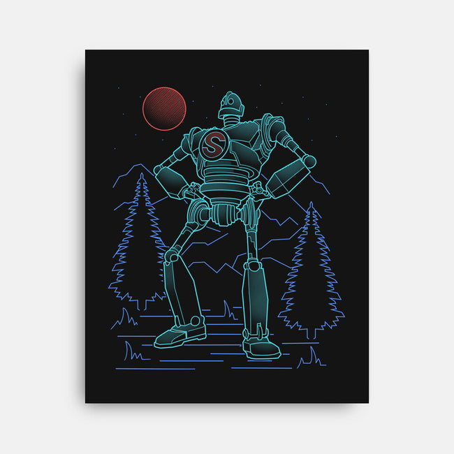 Iron Colossal Neon Lineart-None-Stretched-Canvas-Astrobot Invention