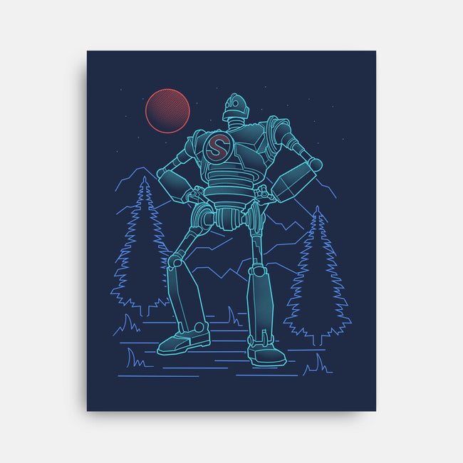 Iron Colossal Neon Lineart-None-Stretched-Canvas-Astrobot Invention