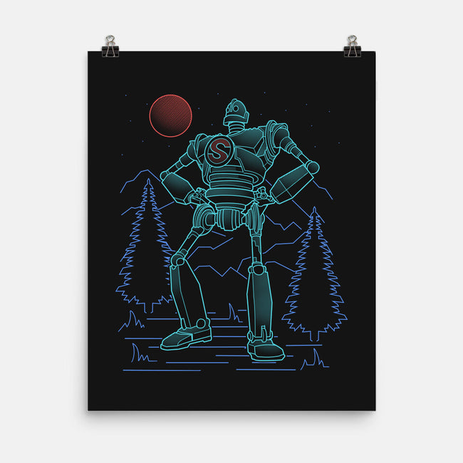 Iron Colossal Neon Lineart-None-Matte-Poster-Astrobot Invention