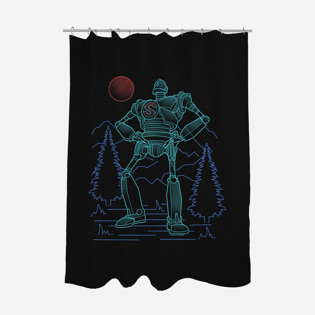 Iron Colossal Neon Lineart-None-Polyester-Shower Curtain-Astrobot Invention