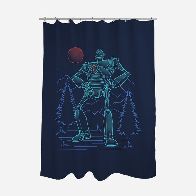 Iron Colossal Neon Lineart-None-Polyester-Shower Curtain-Astrobot Invention