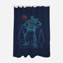 Iron Colossal Neon Lineart-None-Polyester-Shower Curtain-Astrobot Invention