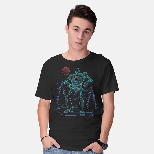 Iron Colossal Neon Lineart-Mens-Basic-Tee-Astrobot Invention