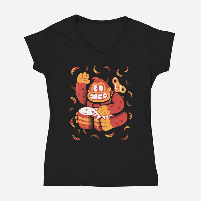 The Gorilla-Womens-V-Neck-Tee-8BitHobo
