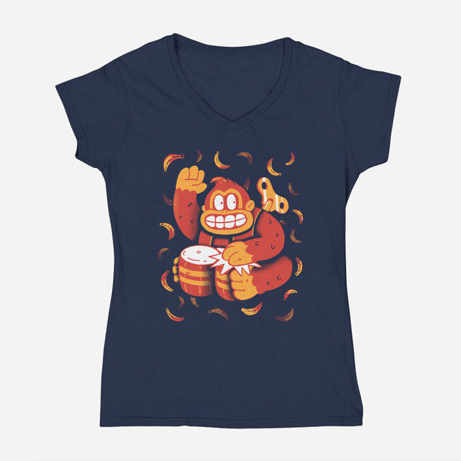 The Gorilla-Womens-V-Neck-Tee-8BitHobo
