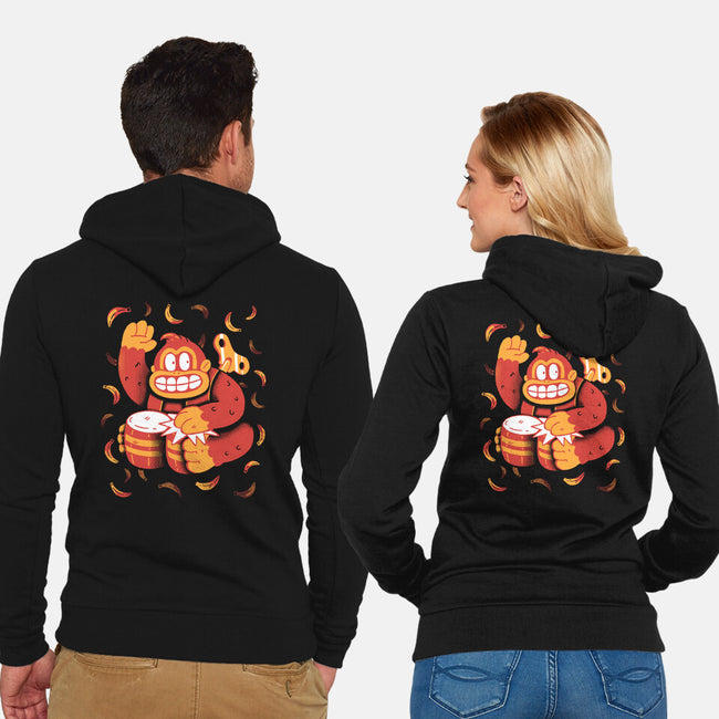 The Gorilla-Unisex-Zip-Up-Sweatshirt-8BitHobo